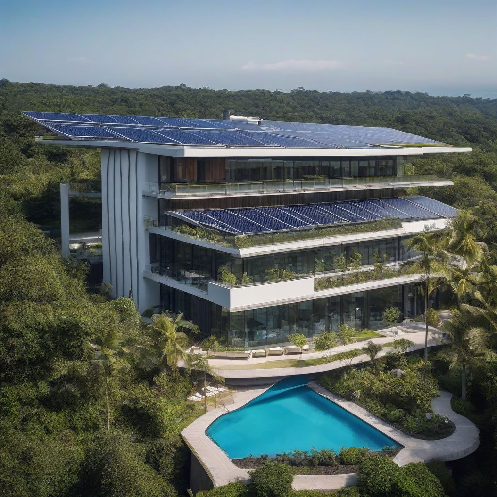 Eco-Friendly Hotel with Solar Panels