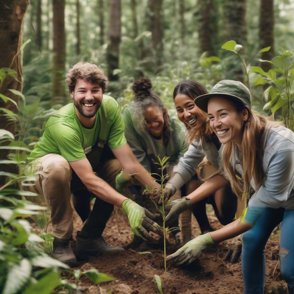 Volunteers Working Together on a Wildlife Conservation Project